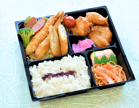 115、ミックスフライ弁当(缶茶付き)